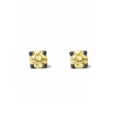14K Gold 2mm Solitaire Yellow Sapphire 4 Prong Stud Earrings
