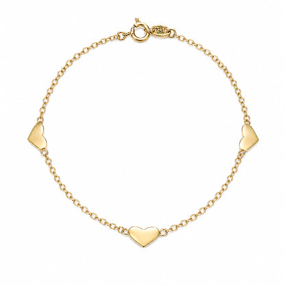 14K Gold Triple XS Sweetheart Bracelet