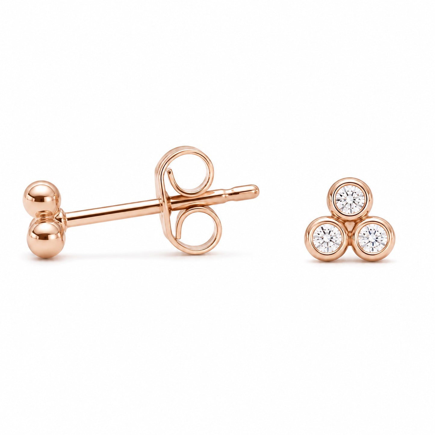 14K Gold Diamond Trinity Ball Cluster Stud Earrings