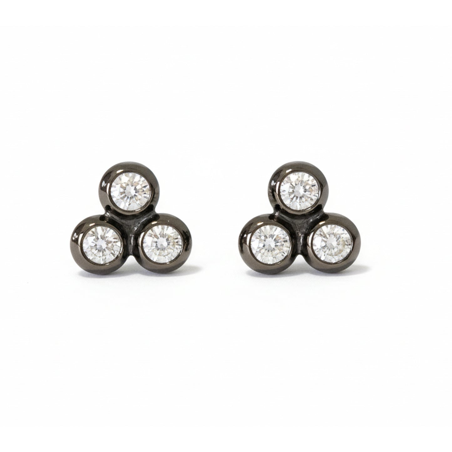 14K Gold Diamond Trinity Ball Cluster Stud Earrings