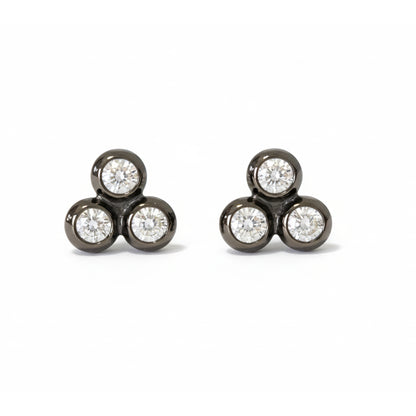 14K Gold Diamond Trinity Ball Cluster Stud Earrings
