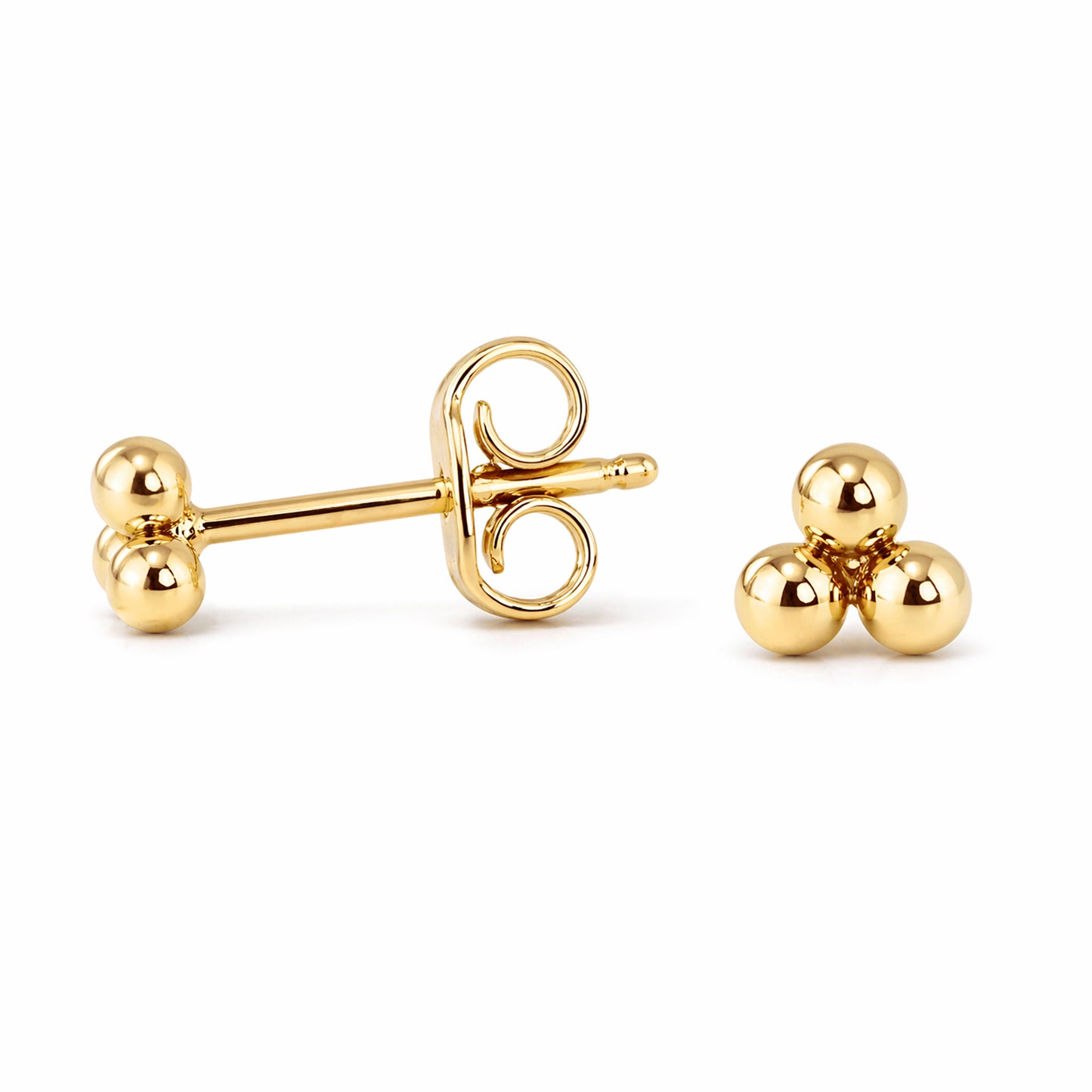 14K Gold Trinity Ball Cluster Stud Earrings