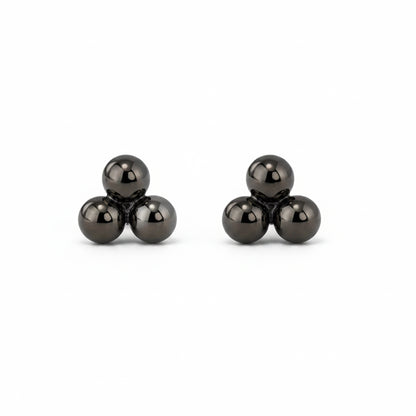 14K Gold Trinity Ball Cluster Stud Earrings