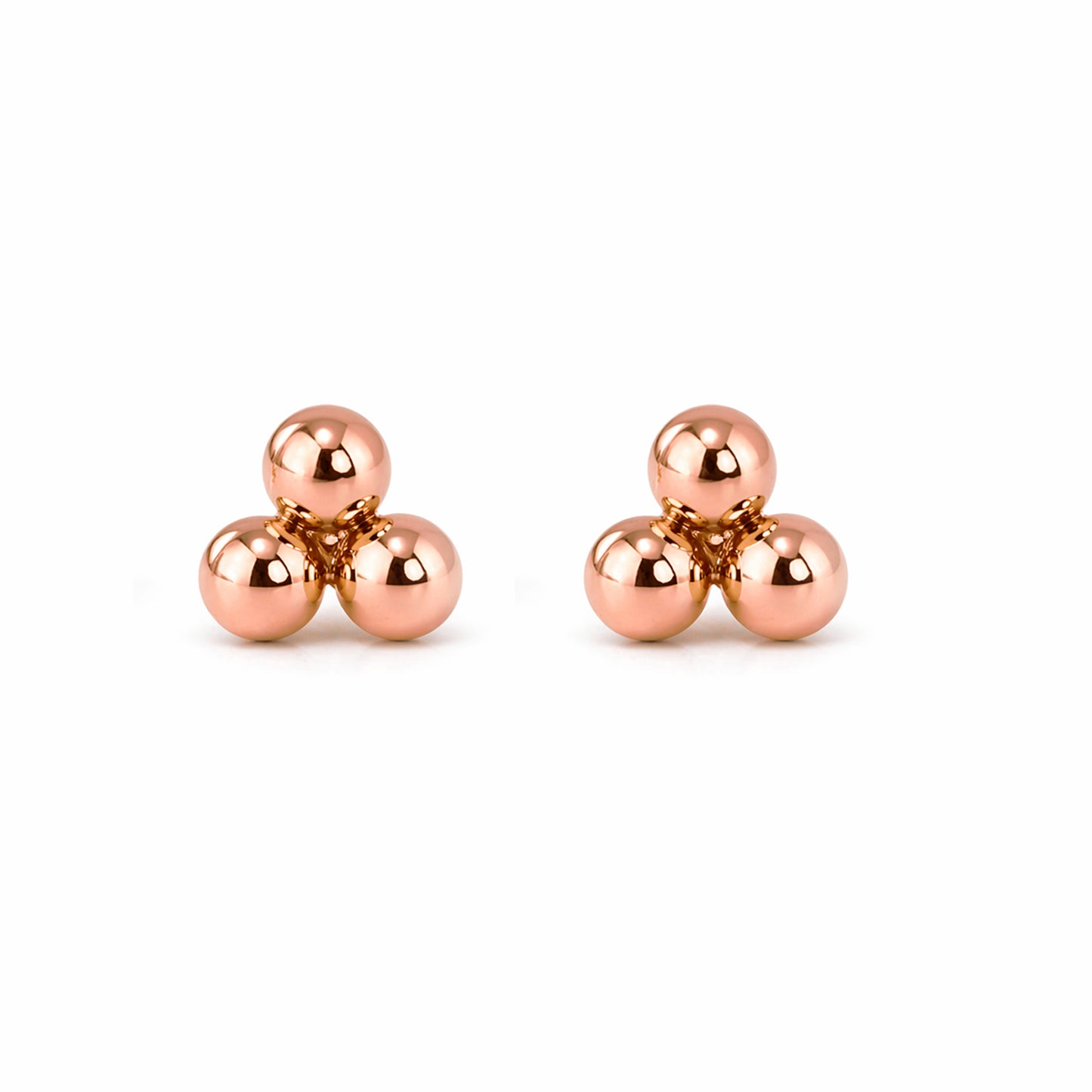 14K Gold Trinity Ball Cluster Stud Earrings