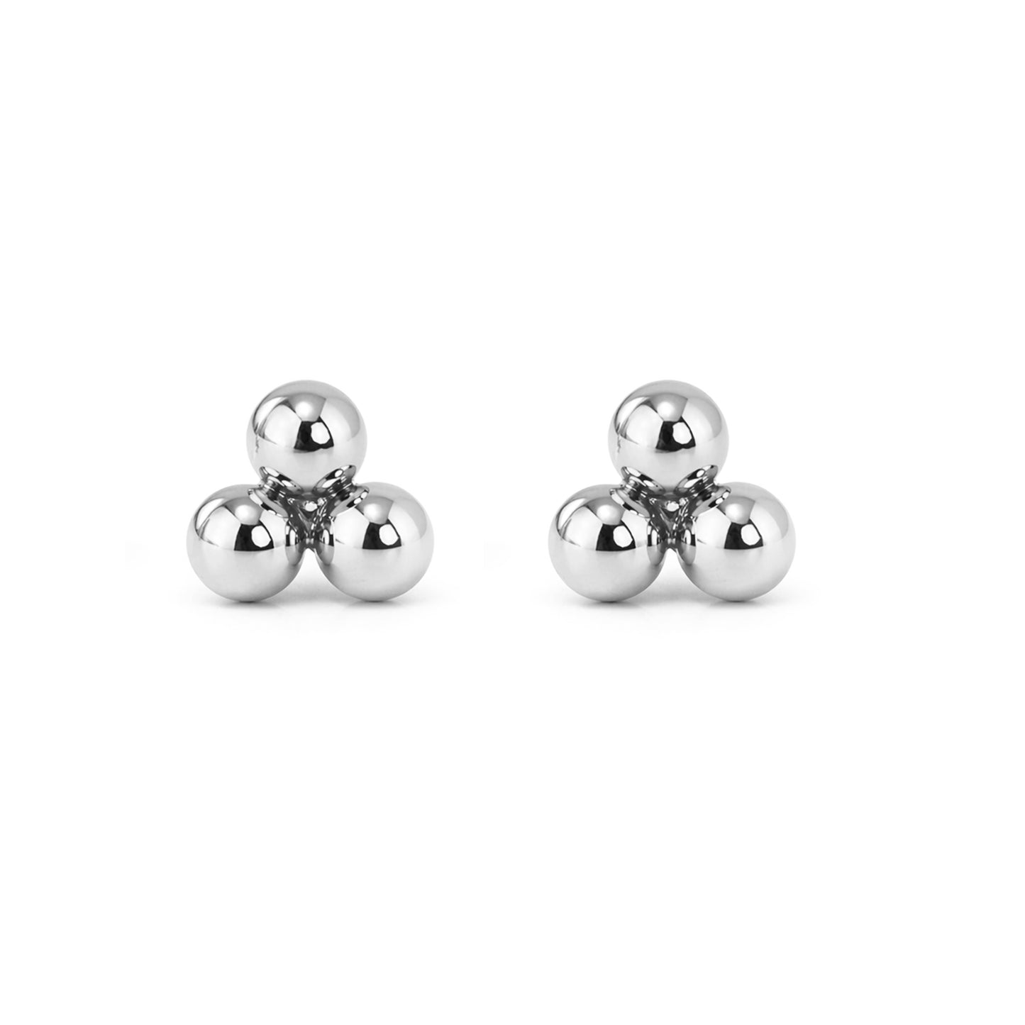 14K Gold Trinity Ball Cluster Stud Earrings