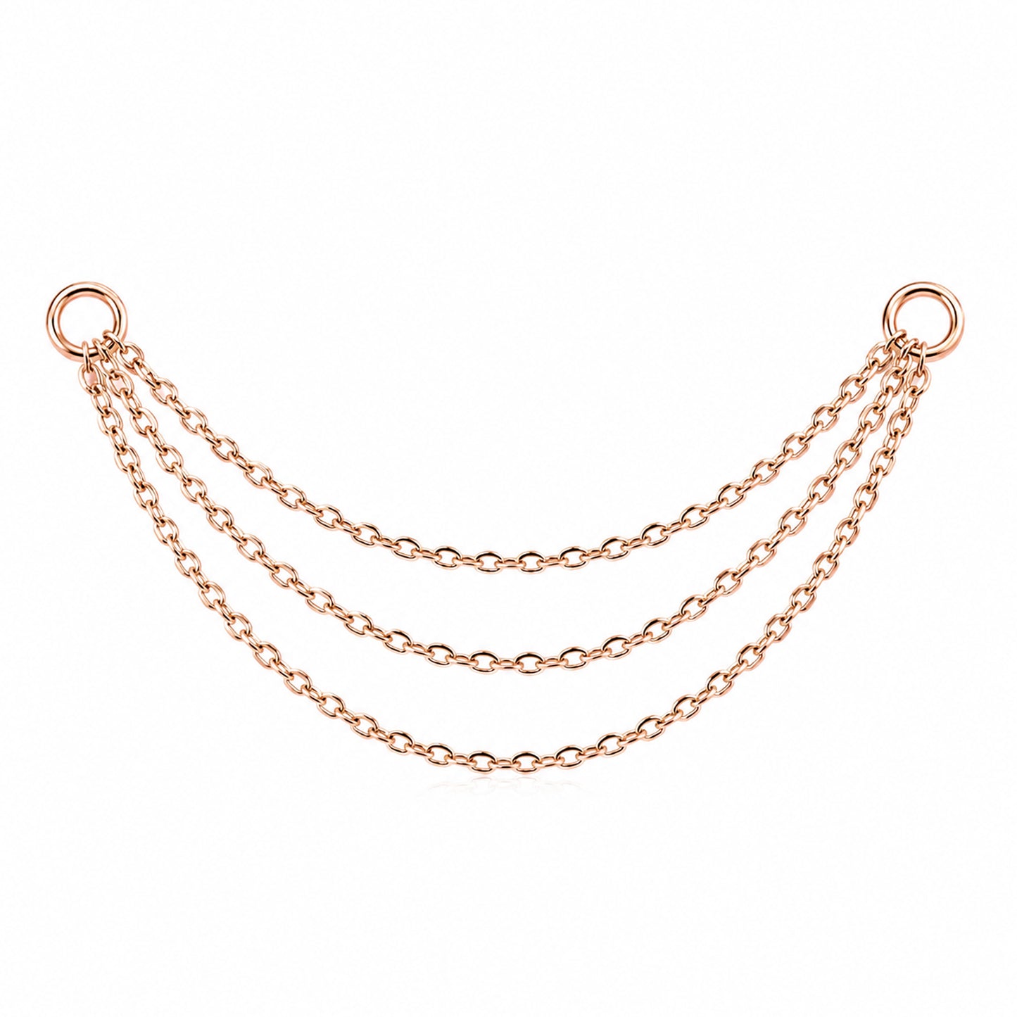 14K Gold Dangle Triple Cable Chain Earring Jacket