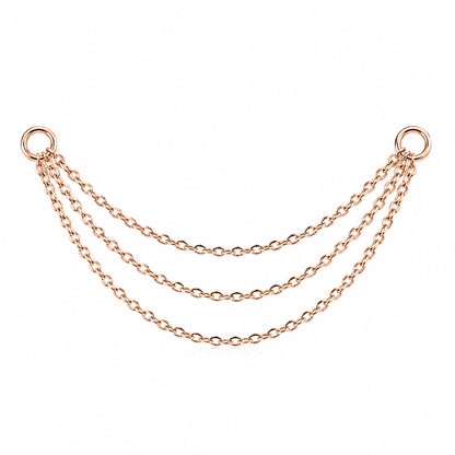 14K Gold Dangle Triple Cable Chain Earring Jacket