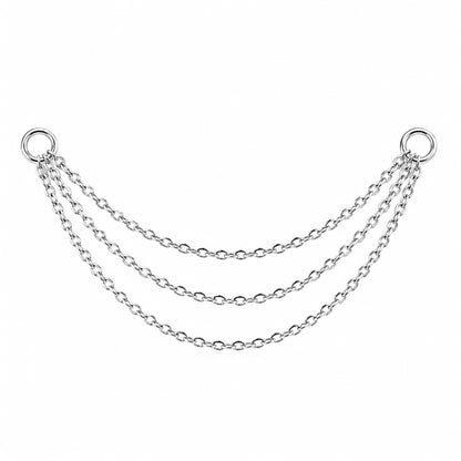 14K Gold Dangle Triple Cable Chain Earring Jacket