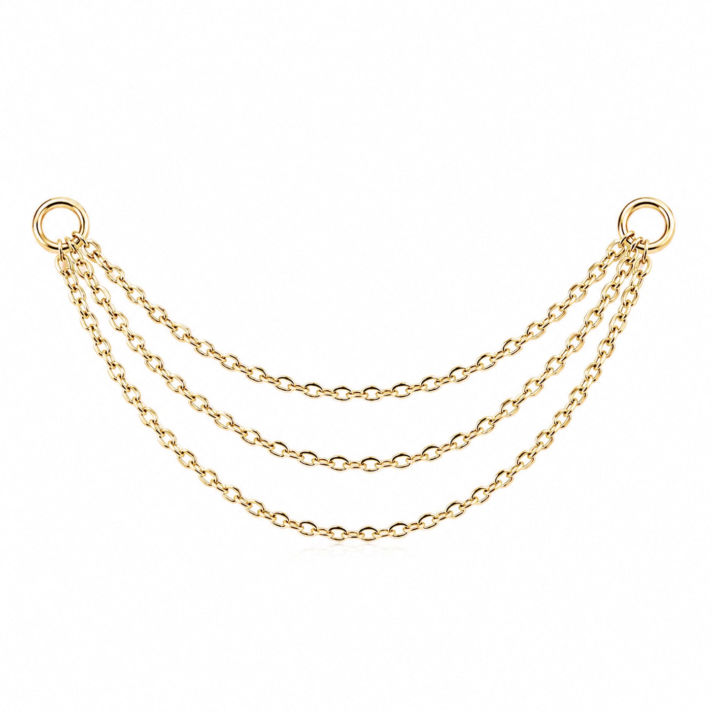 14K Gold Dangle Triple Cable Chain Earring Jacket