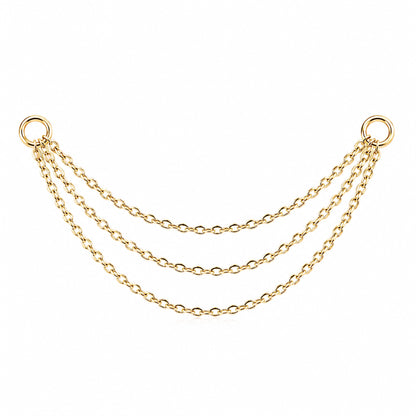14K Gold Dangle Triple Cable Chain Earring Jacket