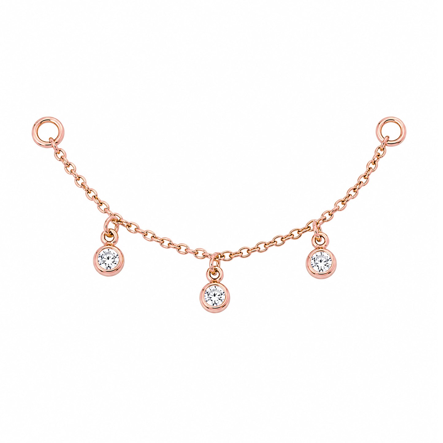 14K Gold Triple Diamond Dangle Chain Earring Jacket