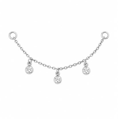 14K Gold Triple Diamond Dangle Chain Earring Jacket