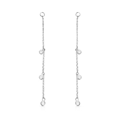 14K Gold 3 Diamond Fringe Dangle Chain Earring Jacket