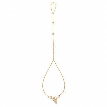 14K Gold Triple Diamond Finger Bracelet