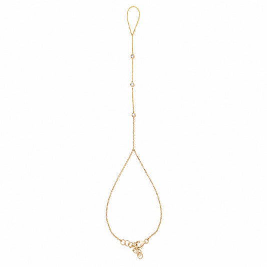 14K Gold Triple Diamond Finger Bracelet
