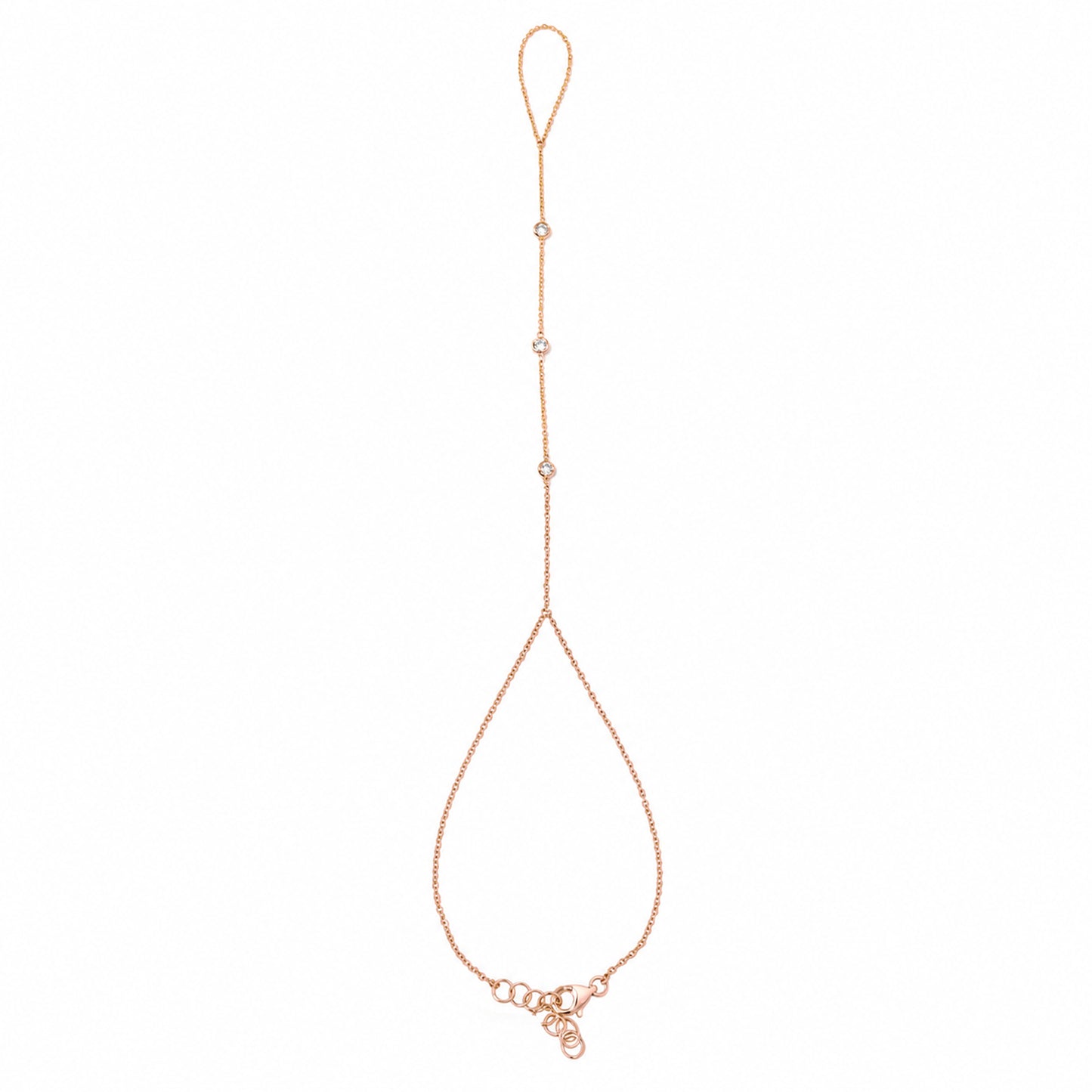 14K Gold Triple Diamond Finger Bracelet