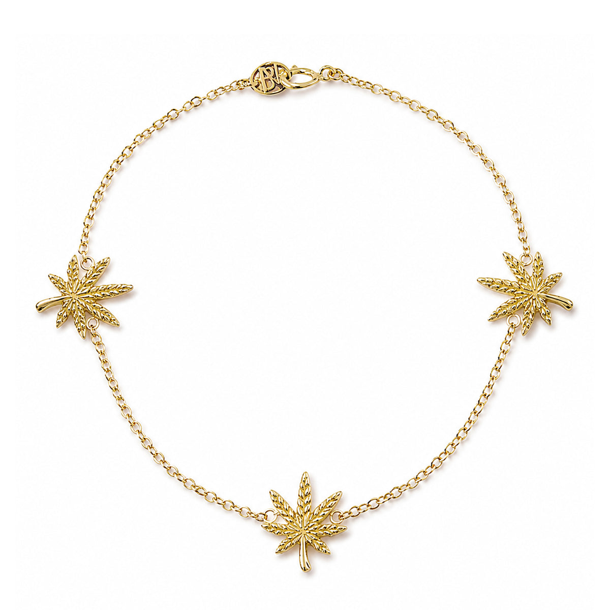 14K Gold Triple Marijuana Bracelet