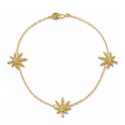 14K Gold Triple Marijuana Bracelet