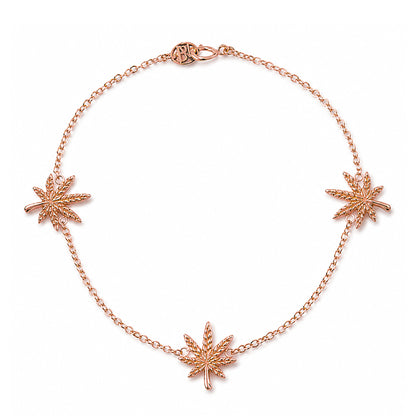 14K Gold Triple Marijuana Bracelet