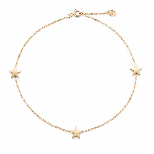 14K Gold Triple Star Ankle Bracelet (Anklet)