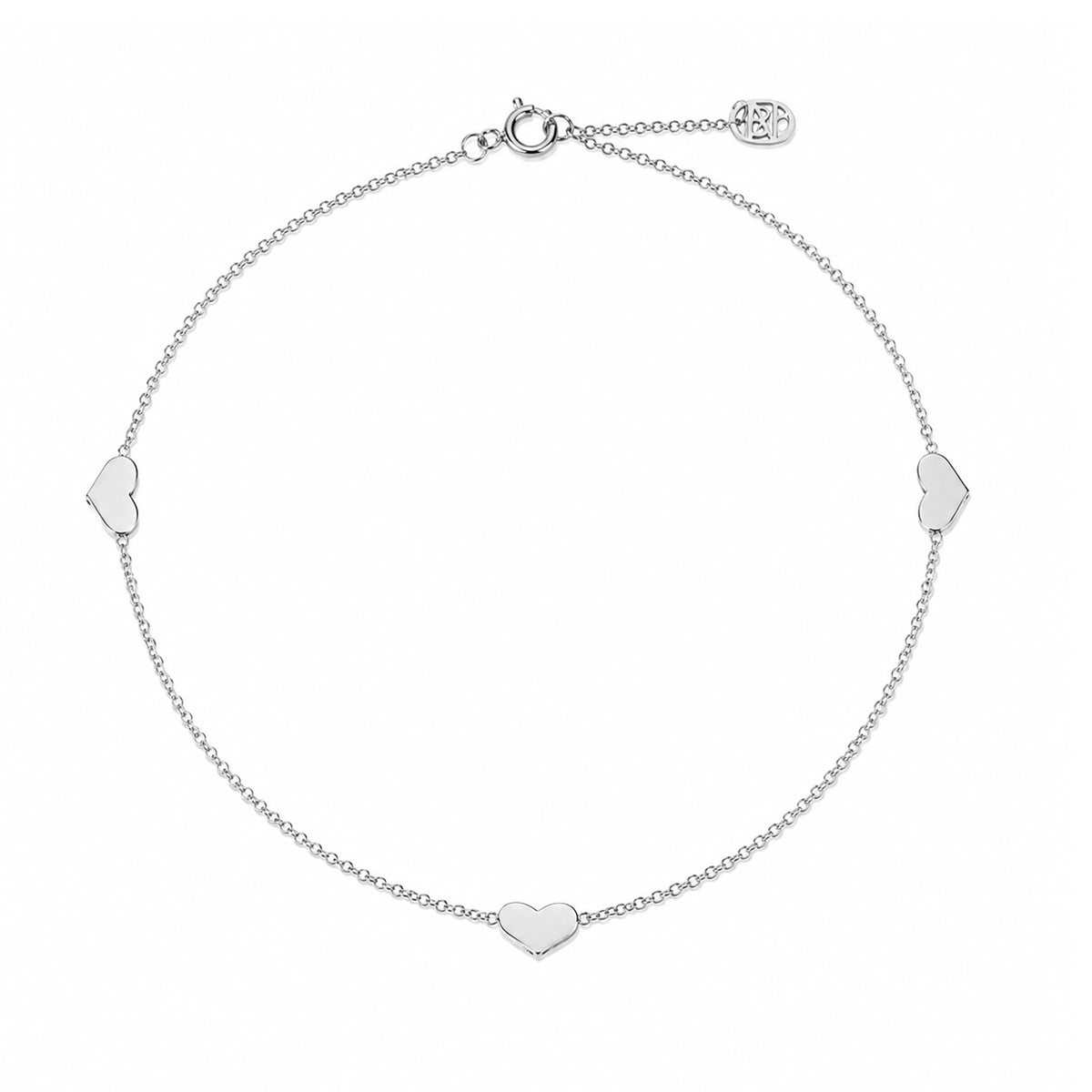 14K Gold Triple Sweetheart Ankle Bracelet (Anklet)