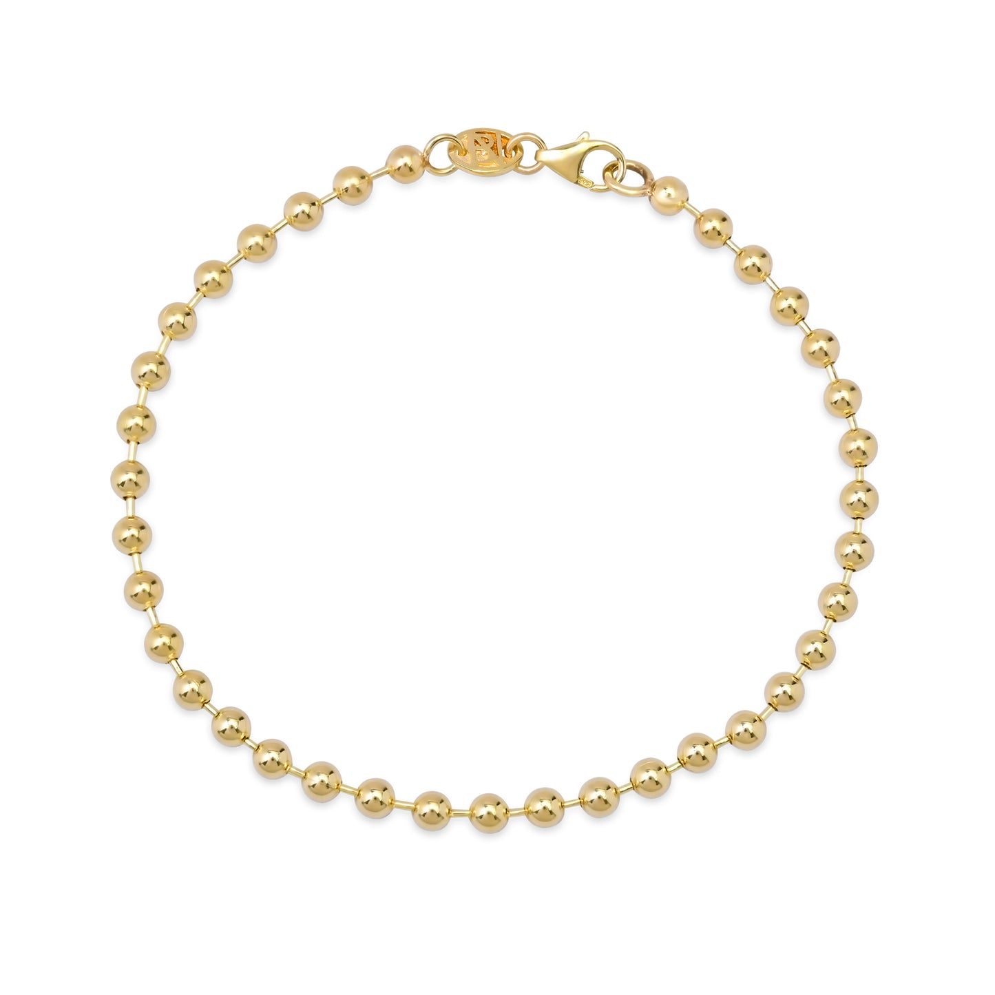 14K Gold Ball Chain Link Bracelet, 3mm Size Links