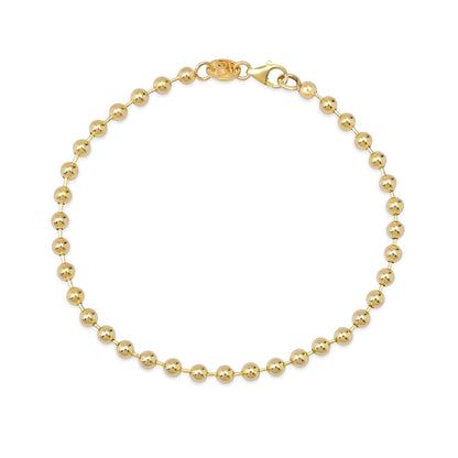 14K Gold Ball Chain Link Bracelet, 3mm Size Links