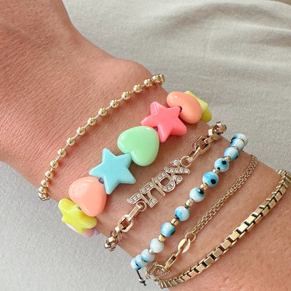 14K Gold Ball Chain Link Bracelet, 3mm Size Links