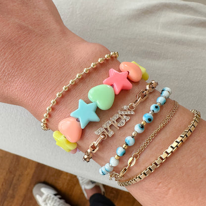 14K Gold Ball Chain Link Bracelet, 3mm Size Links