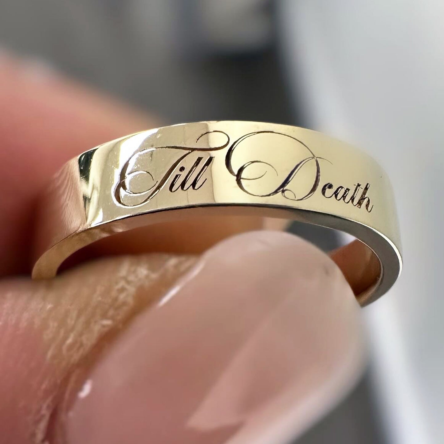 14K Gold 3mm Flat Eternity Band (Engravable)