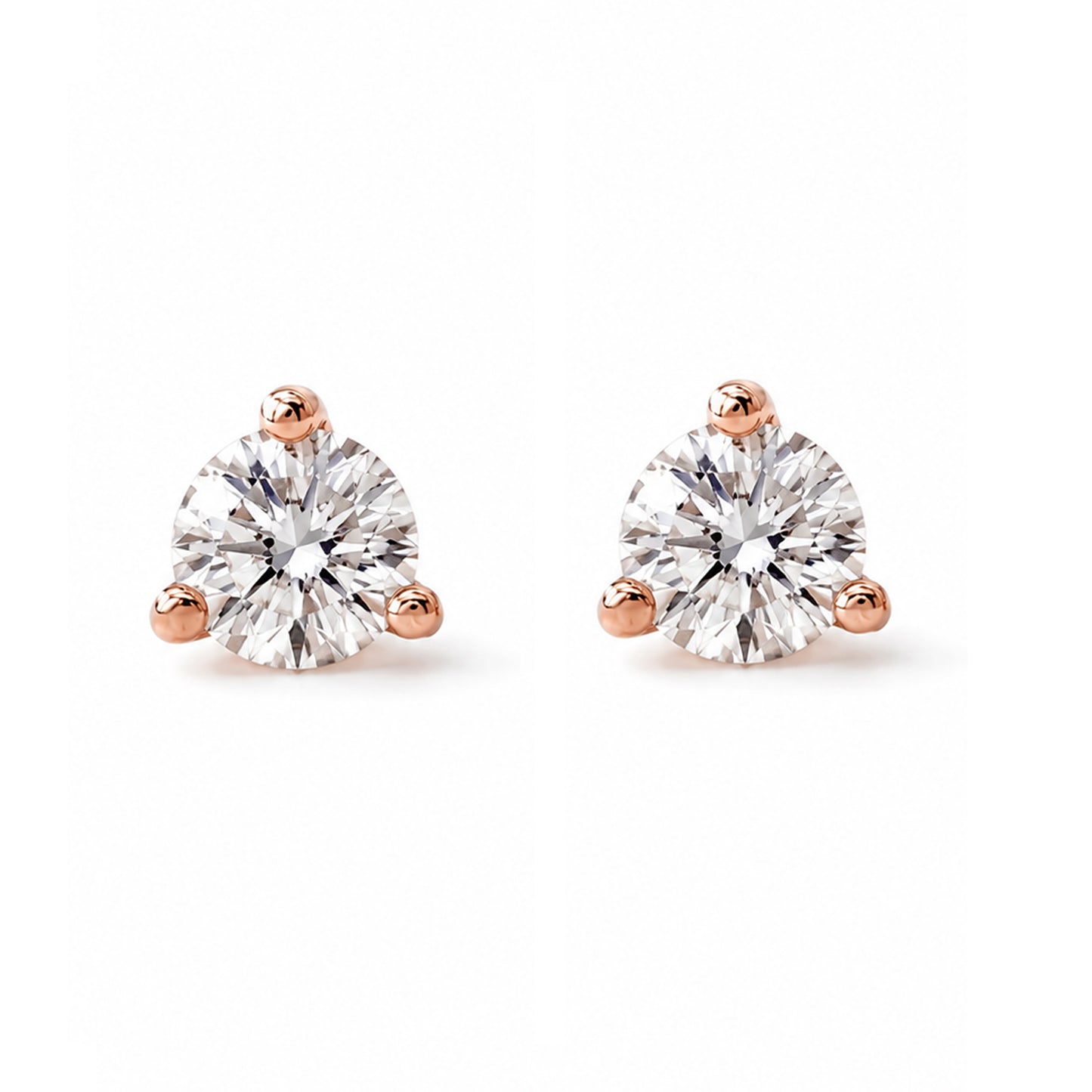 14K Gold Solitaire 3mm Diamond Martini Stud Earrings