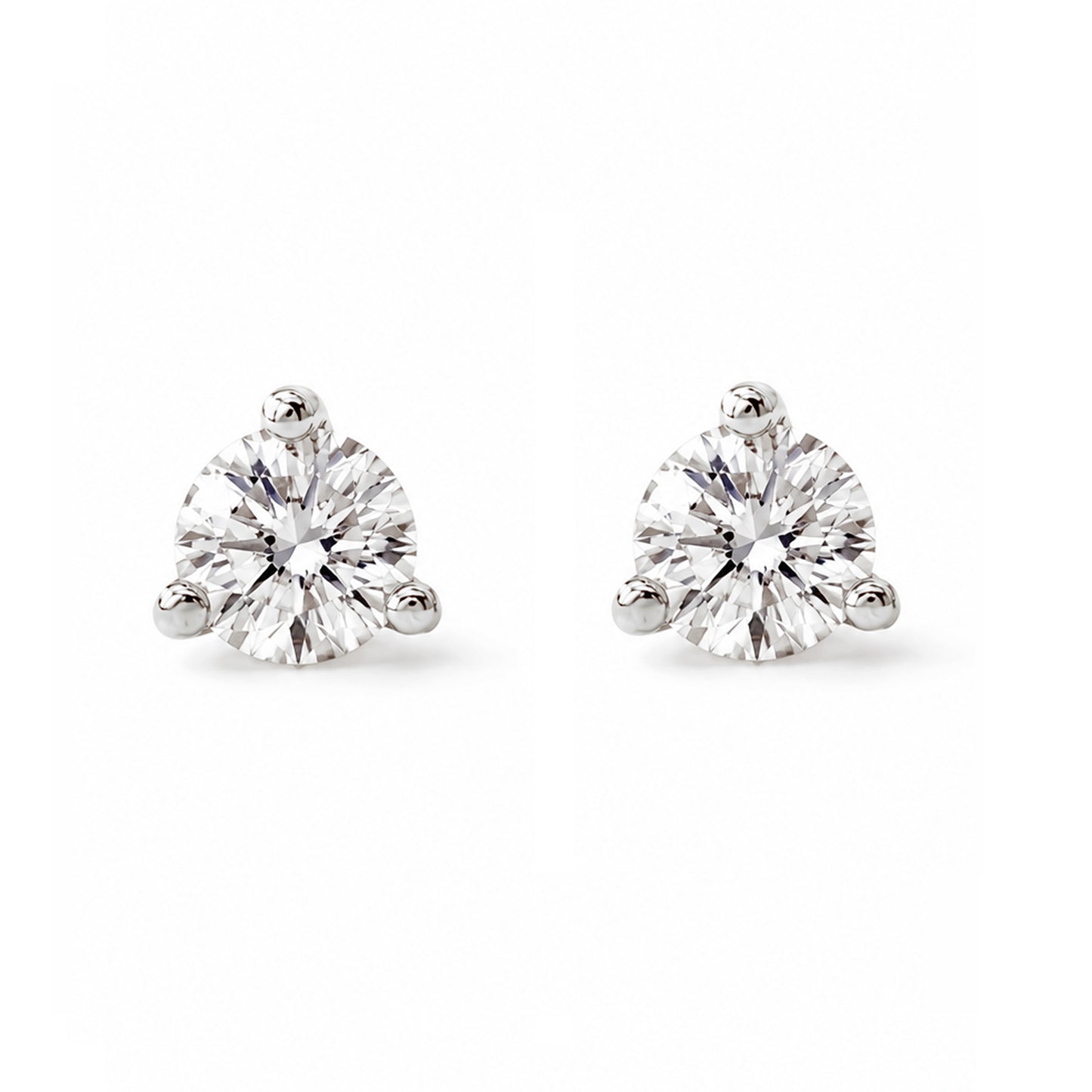 14K Gold Solitaire 3mm Diamond Martini Stud Earrings