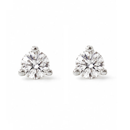 14K Gold Solitaire 3mm Diamond Martini Stud Earrings