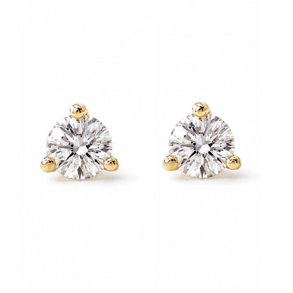 14K Gold Solitaire 3mm Diamond Martini Stud Earrings
