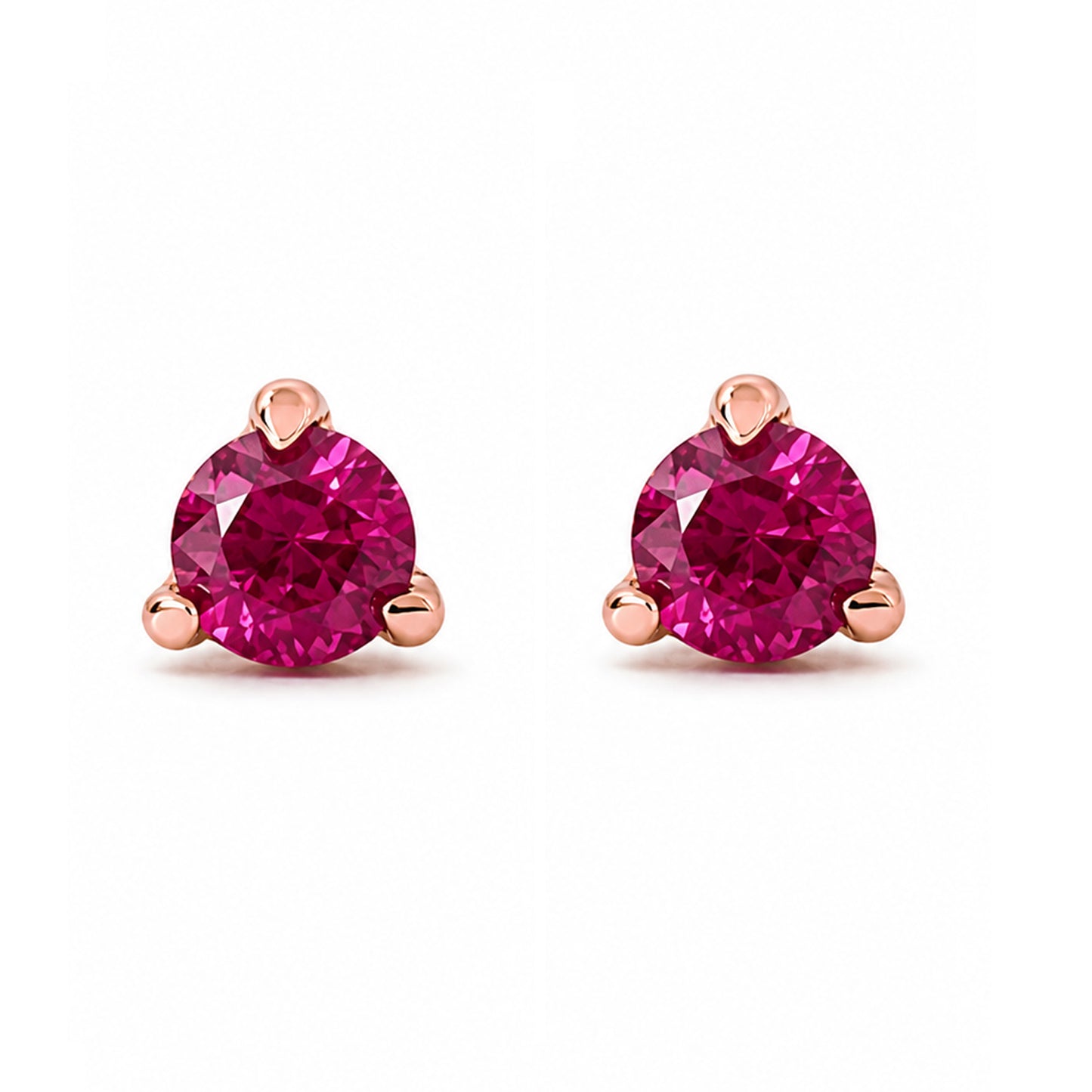 14K Gold Solitaire 3mm Ruby Martini Stud Earrings