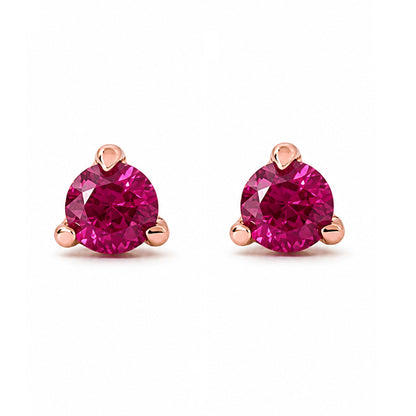 14K Gold Solitaire 3mm Ruby Martini Stud Earrings