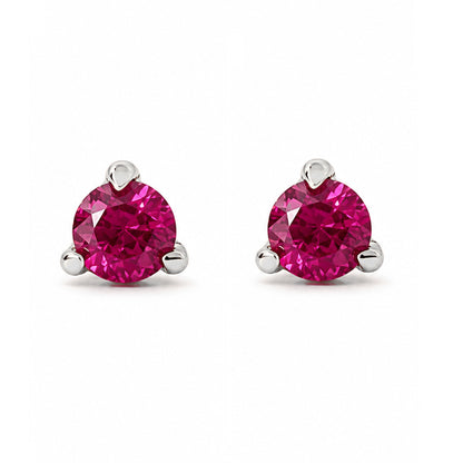 14K Gold Solitaire 3mm Ruby Martini Stud Earrings