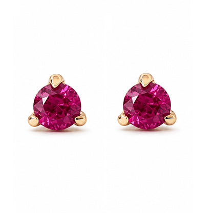 14K Gold Solitaire 3mm Ruby Martini Stud Earrings