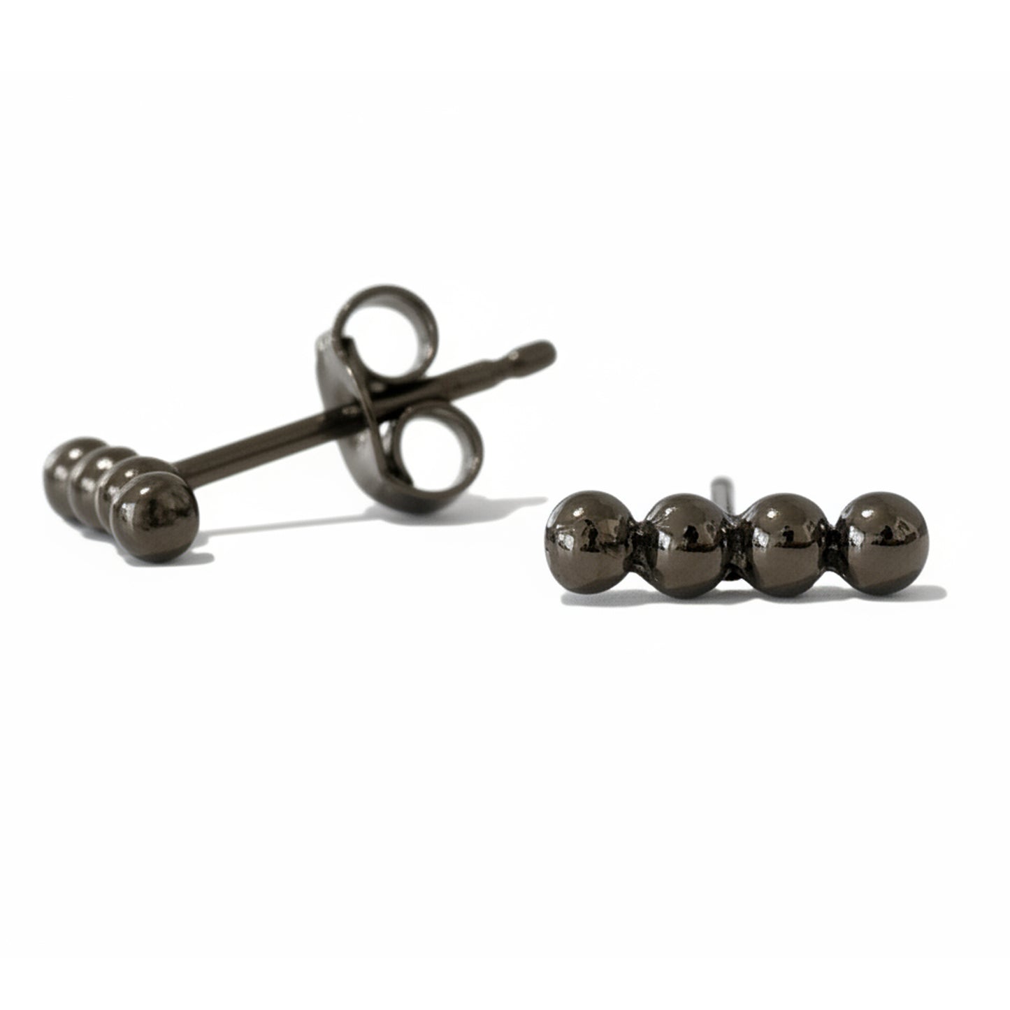 14K Gold Dotted Ball Bar Stud Earrings