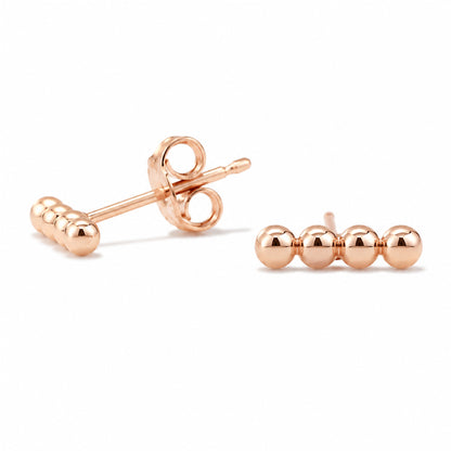 14K Gold Dotted Ball Bar Stud Earrings