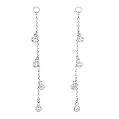14K Gold 4 Diamond Fringe Dangle Chain Earring Jacket