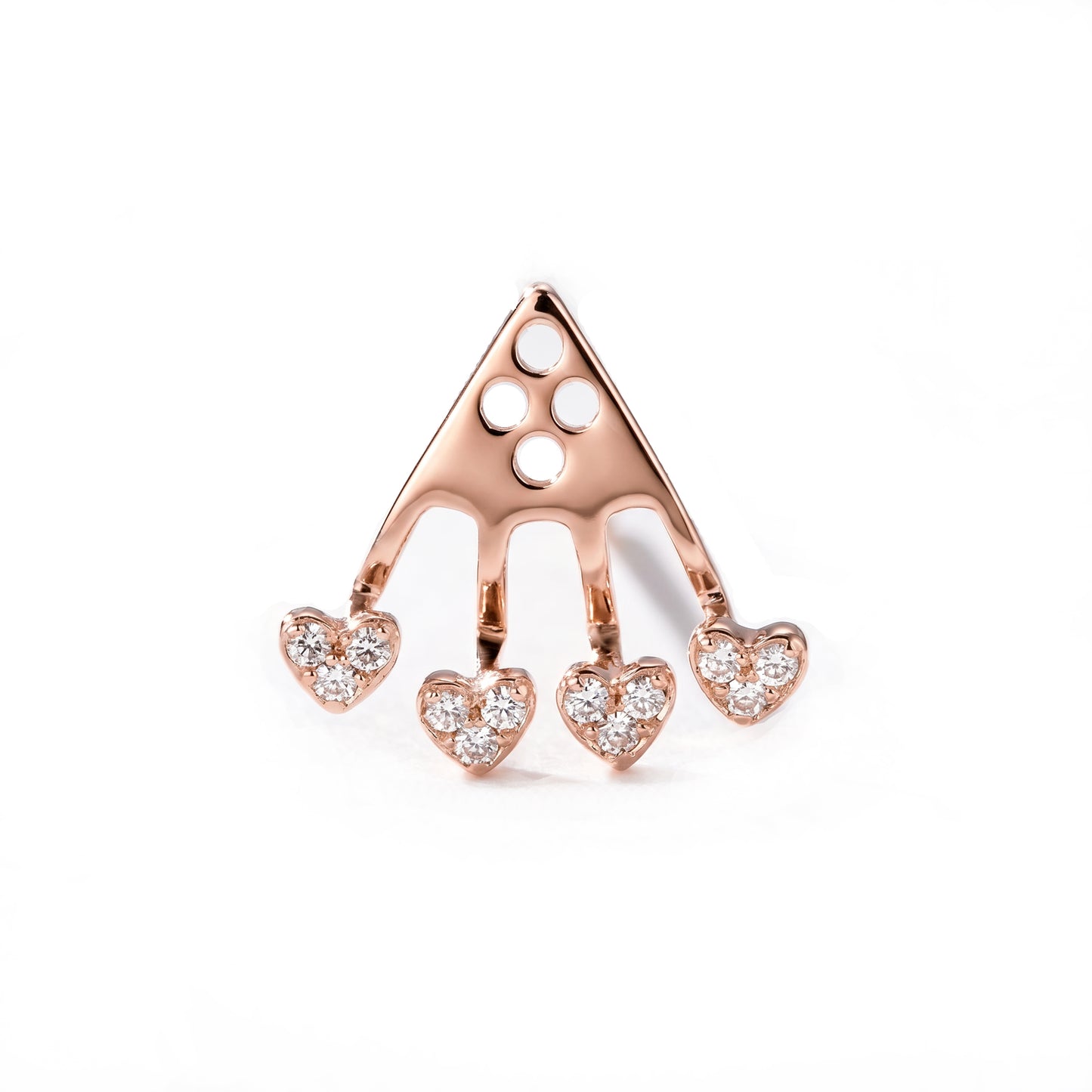 14K Gold Pavé Diamond 4 Heart Earring Jacket