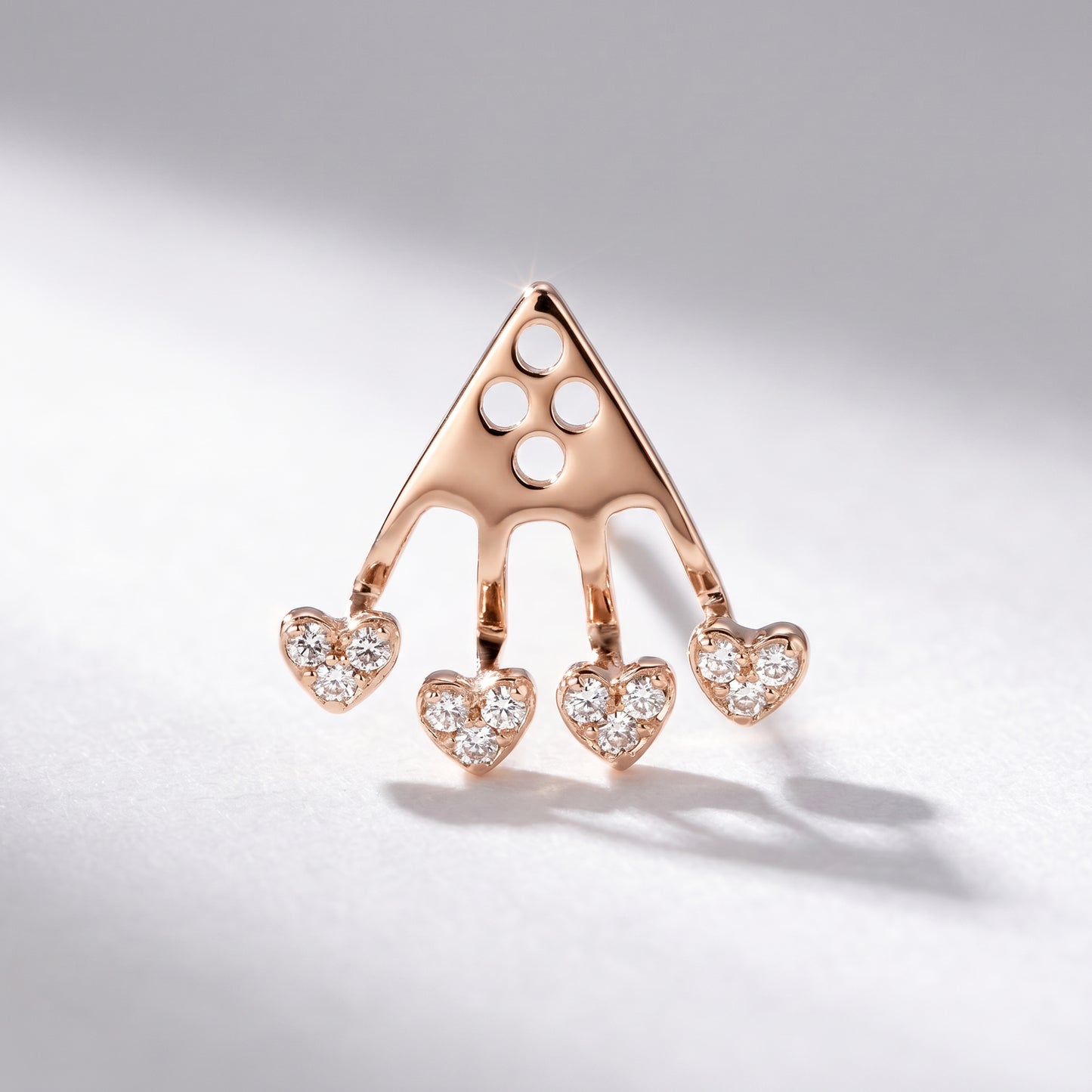 14K Gold Pavé Diamond 4 Heart Earring Jacket