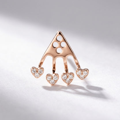 14K Gold Pavé Diamond 4 Heart Earring Jacket