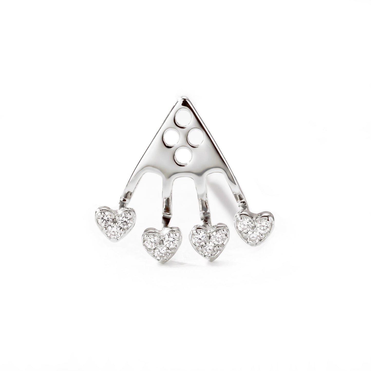 14K Gold Pavé Diamond 4 Heart Earring Jacket