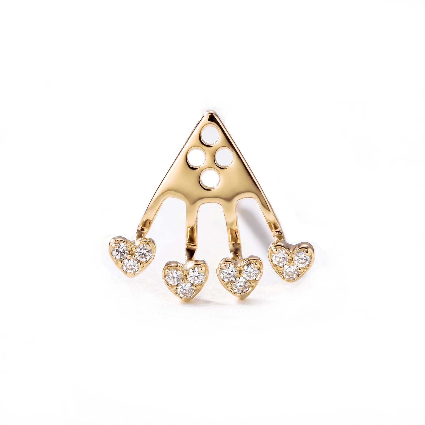 14K Gold Pavé Diamond 4 Heart Earring Jacket