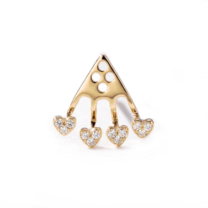14K Gold Pavé Diamond 4 Heart Earring Jacket