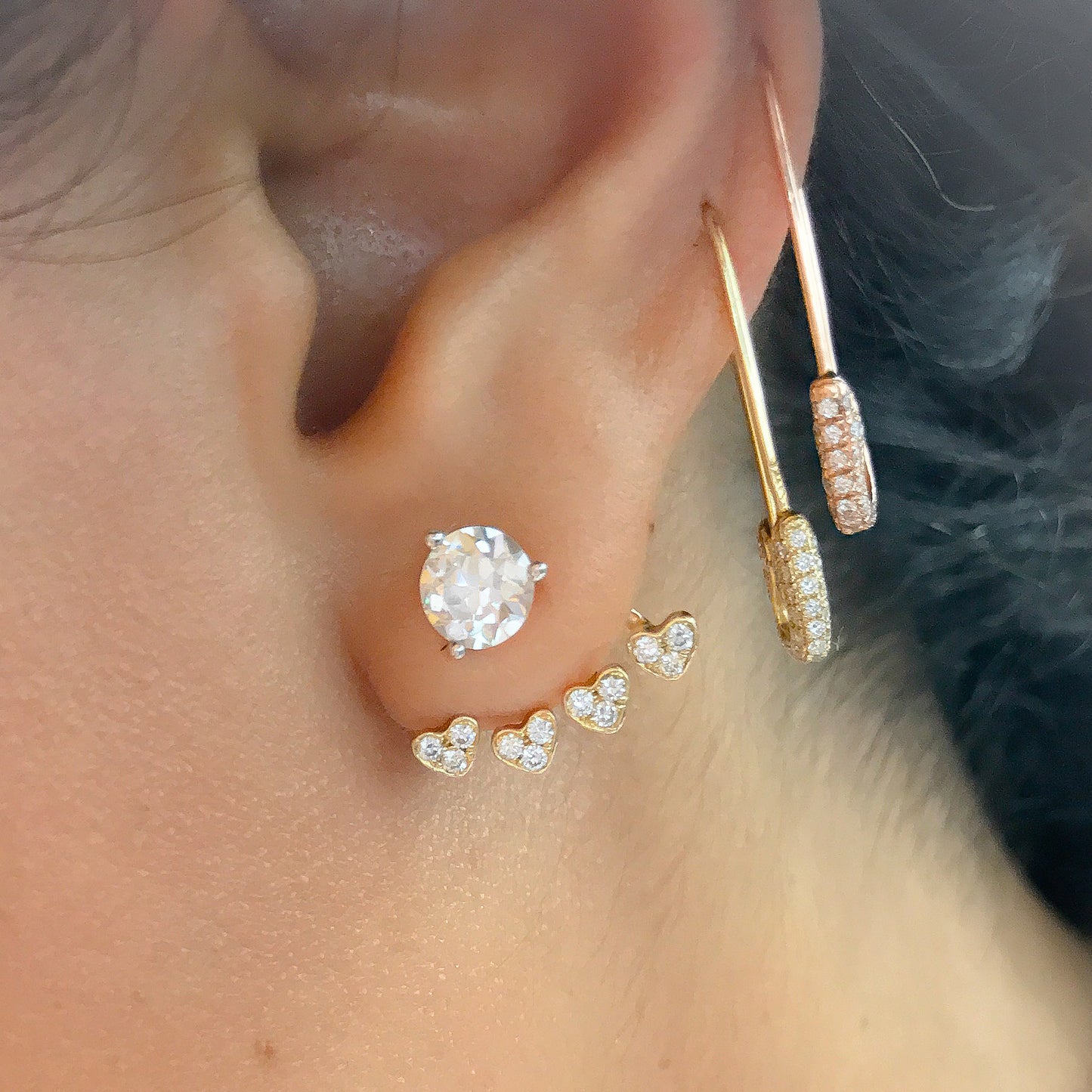 14K Gold 4 Heart Earring Jacket
