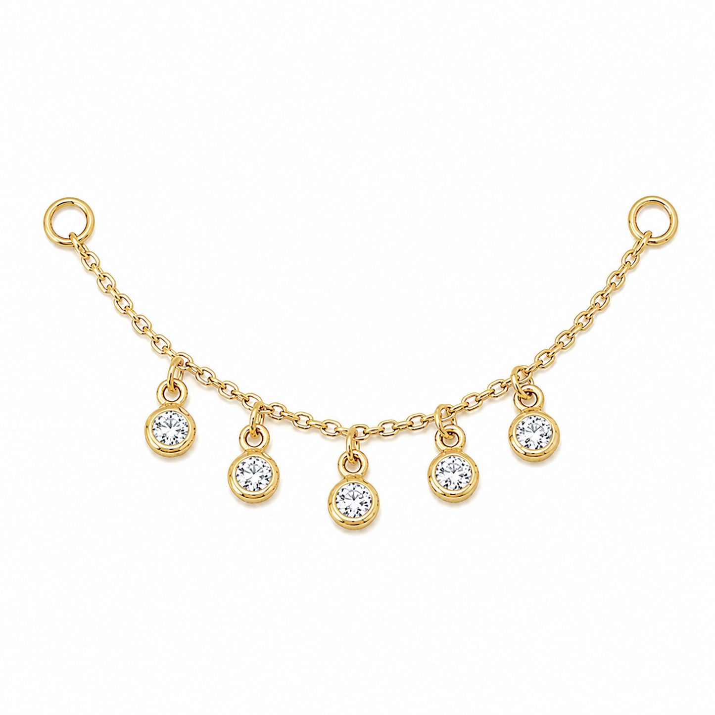14K Gold 5 Diamond Dangle Chain Earring Jacket