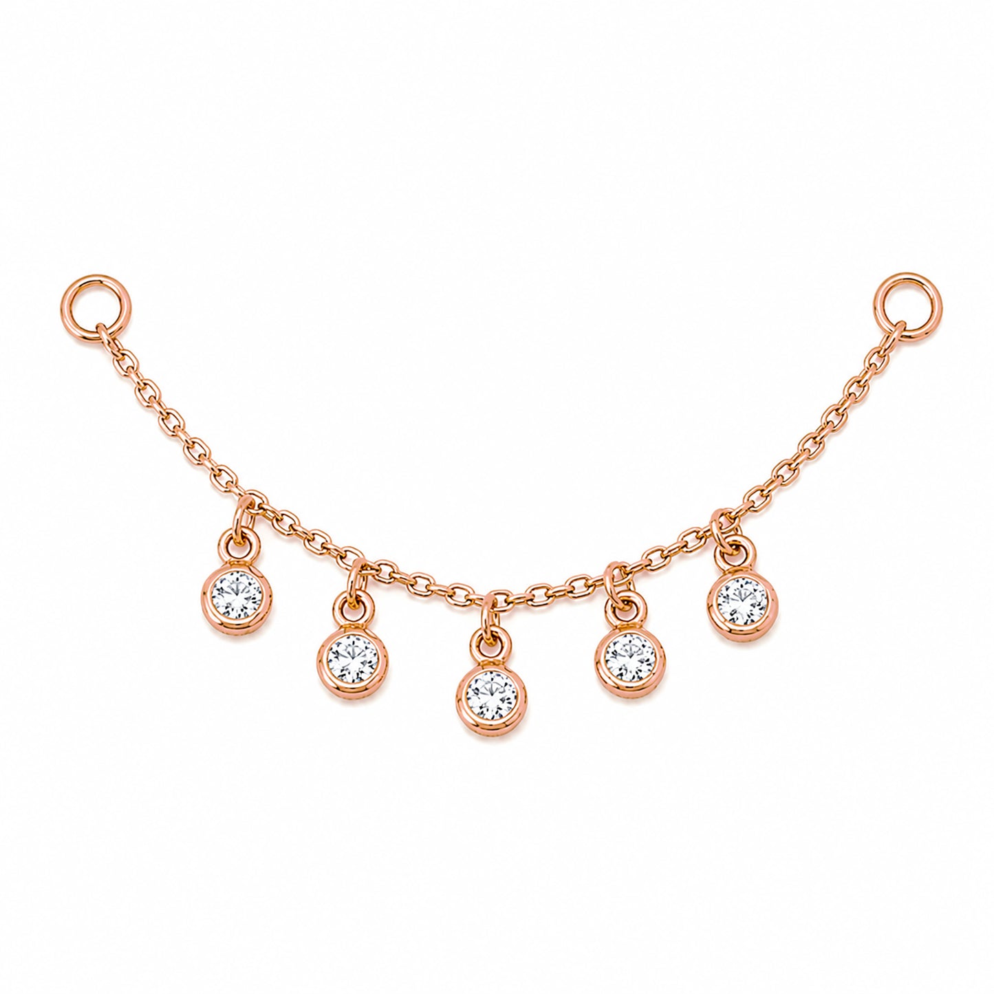 14K Gold 5 Diamond Dangle Chain Earring Jacket